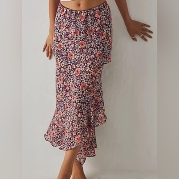 Free People Dresses & Skirts - NWT Free People Intimately Romance Me Half Slip. Ruffles Floral Maxi. Burgundy